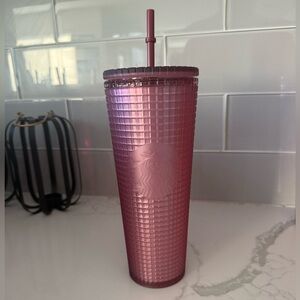 Starbucks Metallic Pink Tumbler with Straw